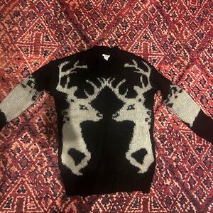 Black and Gray Deer Pattern Sweater